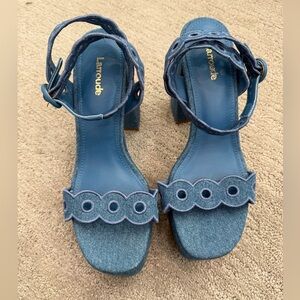 Larroude Dolly Sandal in Denim